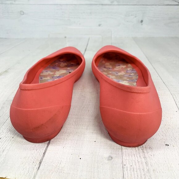 Crocs Women's Eve Flat Iconic Comfort Coral Pink Croslite Loafer Size 8 - Picture 6 of 12